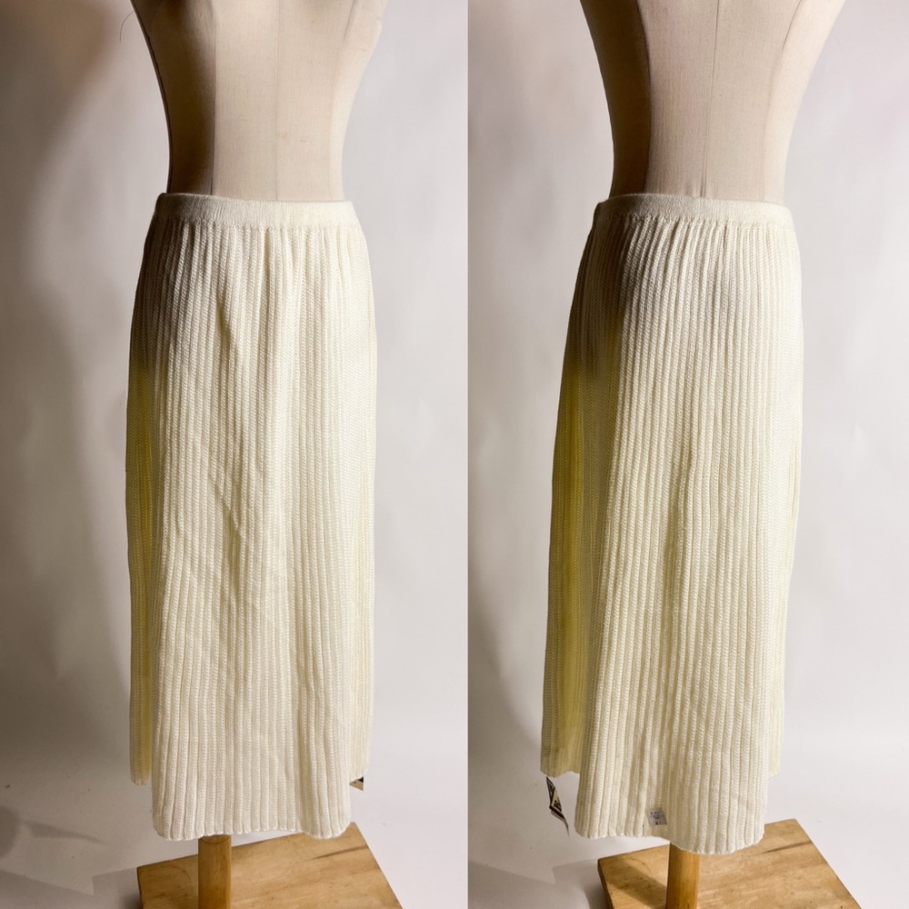 VINTAGE Deadstock Ivory Knit Midi Skirt Womens Medium